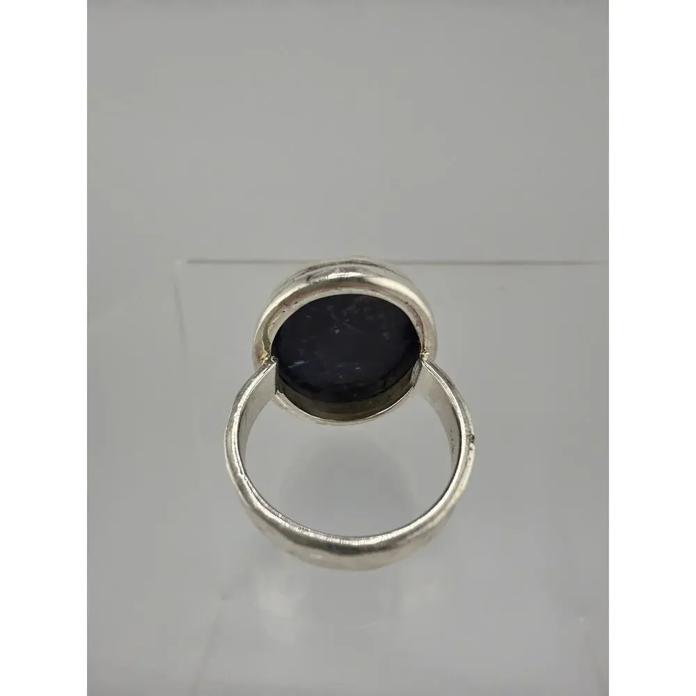 Deep Blue Oval Sodalite 925 Sterling Silver Ring Size 8.5